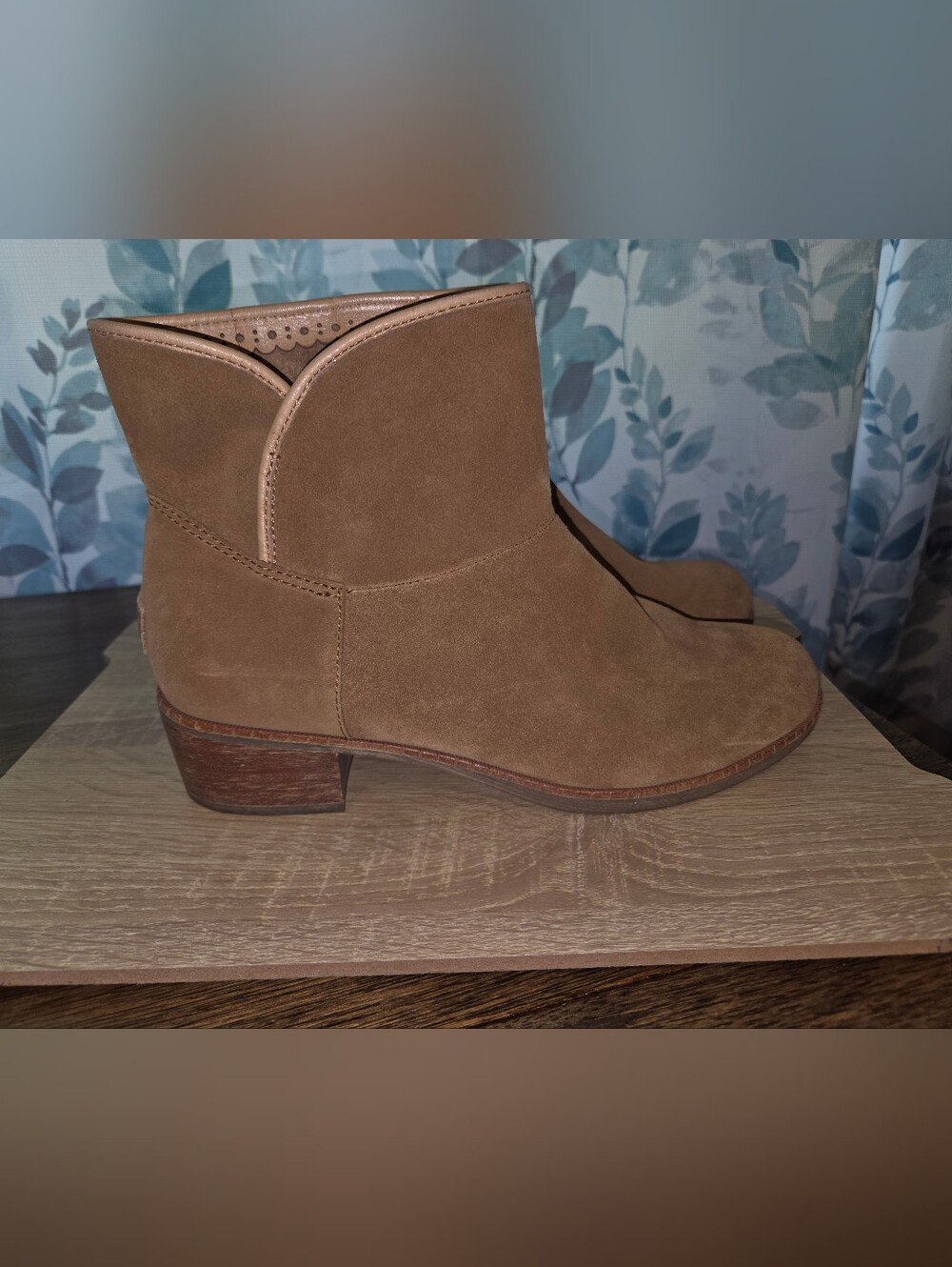 UGG Women's Tan Suede Ankle Booties With Sheepskin Footbed